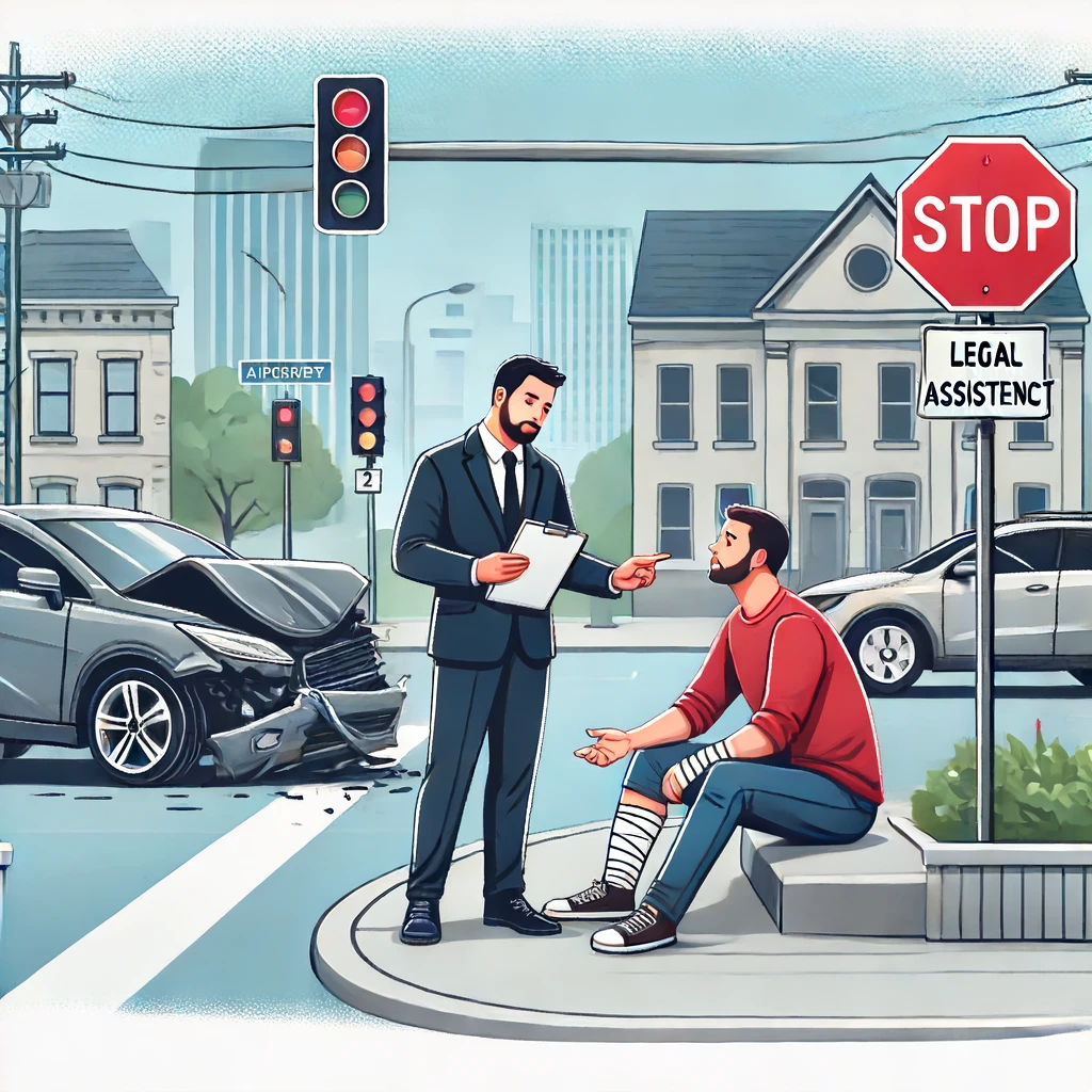 It visually represents the assistance a car accident attorney provides to an injured person after an accident. Feel free to use it in your post to enhance the content.