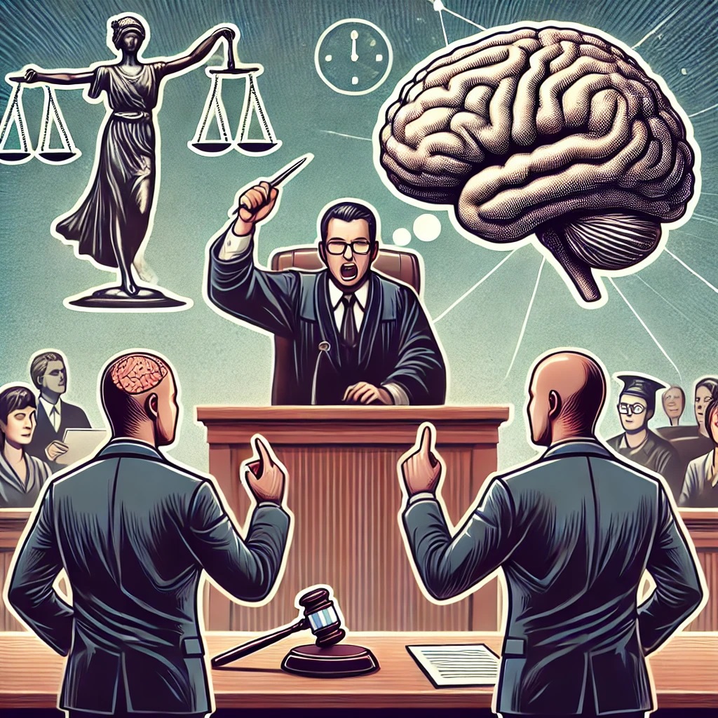 The second illustration depicts the same lawyer arguing passionately in a courtroom setting, emphasizing the advocacy and determination involved in fighting for a client's rights.