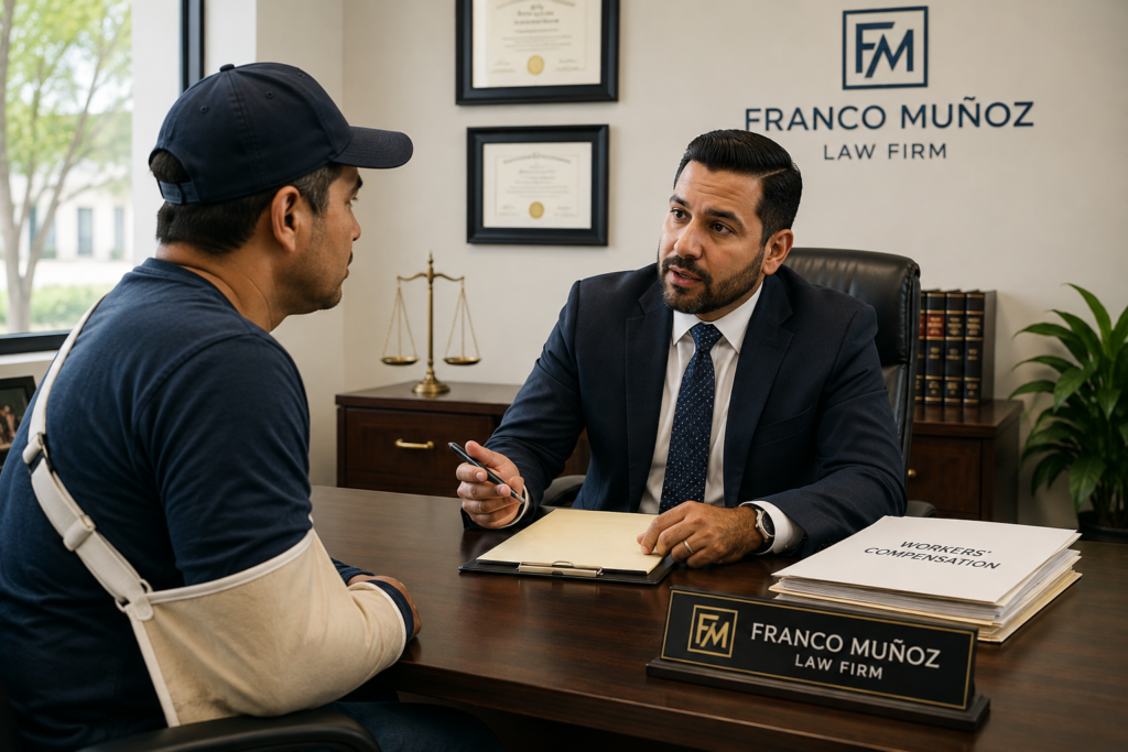 Injured worker meeting with a top workers comp lawyer in California